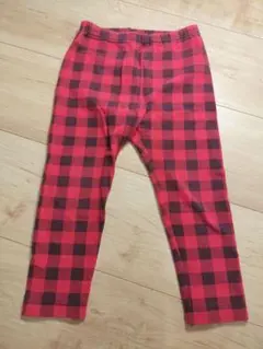 【美品】UNIQLO ユニクロ レギンスパンツ 90cm 赤チェック 男女兼用