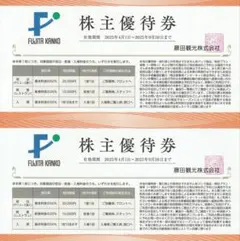 藤田観光　株主優待　2枚