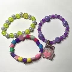 カラフルビーズブレスレット 3個セット