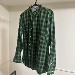 TOMMY HILFIGER グリーン系チェックシャツ L