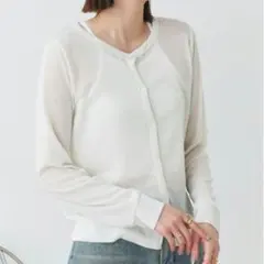ad thie　シアー クルーネック ショート UV対策 カーディガン