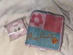 MARY QUANT 花柄タオルハンカチとイヤリングセット