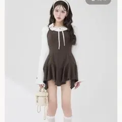 Darich レイヤードランダムヘムチェックミニワンピース BRN FL