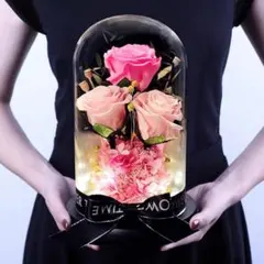 プリザーブドフラワー ガラスドーム ケース入り ラッピング済みドライフラワー