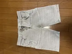 SKINNY ライトグレー ダメージショートパンツ
