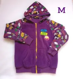 メンズフード付きボアジャンパー★パープル ★カラフル柄★ M