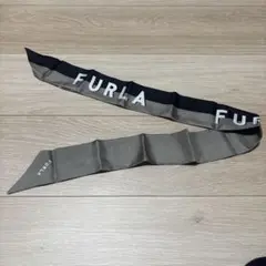 FURLA ロゴ入り スカーフ ブラック・グレー