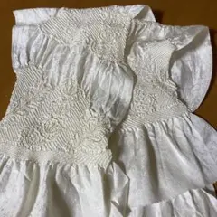 ホワイト フリル刺繍 正絹帯揚げ
