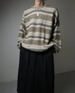 90s デッドストック JANZEN サーマル オーバーサイズ ボーダー ニットのサムネイル