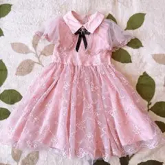ピンク 蝶々刺繍 レース ドレス　3歳〜５歳のサムネイル