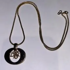 Christian Dior ロゴ サークル ネックレス ゴールド