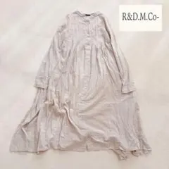 ❁ R&D.M.Co- ノーカラーロングワンピース　 ピンタックドレス シフォンのサムネイル