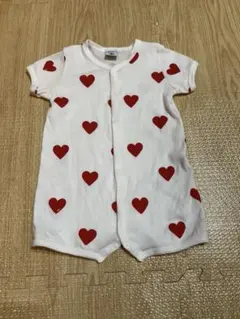 【美品】　プチバトー　ハートプリントショートロンパース