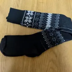雪柄　ニーハイ　ニット