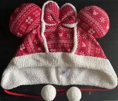 ディズニー　ファンキャップ　ミニー　ノルディック柄　赤