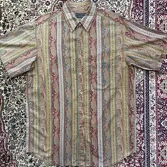 【80s】Christian Dior ペイズリー 総柄シャツ シェルボタン