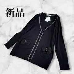【新品】LAISSE PASSE カーディガン　ブラック　リボンのサムネイル