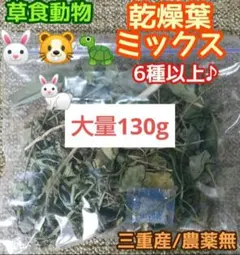 サービス品 草食動物 乾燥葉ミックス♡6種以上 130g 三重産 農薬・除草剤無