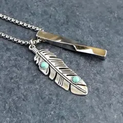 【高品質】 ターコイズ フェザー ネックレス シルバー ギフト ハワイアン