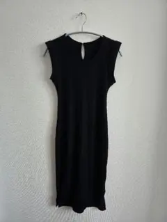 ダークネイビーノースリーブリブ編みワンピース