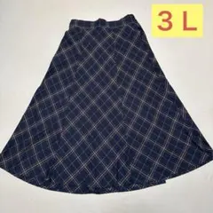 ネイビー チェック柄 フレアスカート