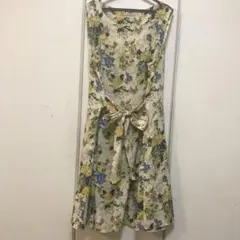 sh3831 AMERI アメリ 花柄 デニム ロング ノースリーブ ワンピース 