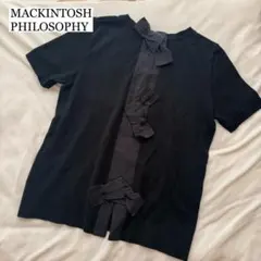 【マッキントッシュフィロソフィー】バッグリボン半袖ニット 黒のサムネイル