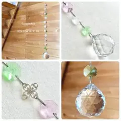 サンキャッチャー【149】30㍉ 匿名配送 ピンク×クリア×グリーン オクタゴン