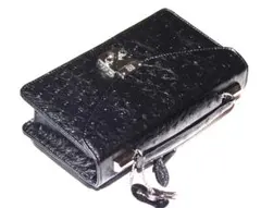 ■新品　送料込み■牛革オーストリッチ型押し　背面財布機能付き　ミニセカンドバッグ