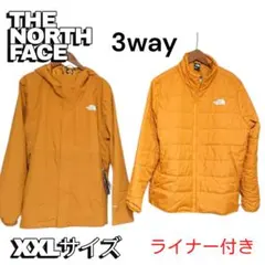 【3WAY】THE NORTH FACE スキースノーボードウェア2XL黄大きめ