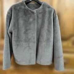 UNIQLO グレー ノーカラージャケット M