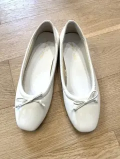 バレエシューズフラットシューズローヒール白ホワイト