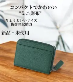 ✨コンパクトなミニ財布❗️レディース財布 グリーン お札が折れない二つ折り!