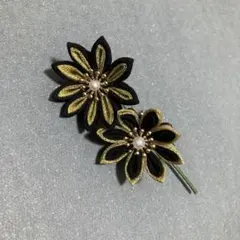 つまみ細工　コサージュ　ブローチ　ゴールド　入園式　入学式