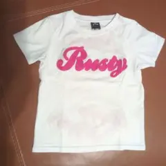 Rusty ショッキングピンクロゴ 半袖Tシャツ　120のサムネイル