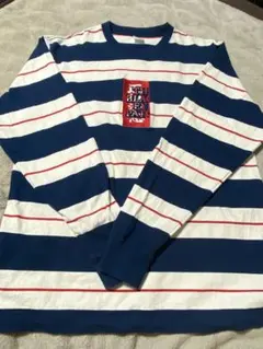 【希少サイズ】ブラックアイパッチ ロンＴ 刺繍ロゴ 取扱注意 ボーダー XL 希少サイズ】ブラックアイパッチ ロンT 刺繍ロゴ 取扱注意