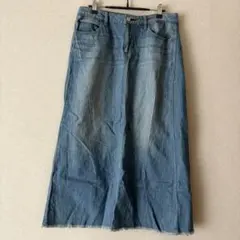 ユニクロ　デニムロングスカート　フリンジ