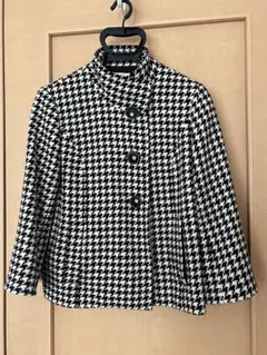 ハウンドトゥース柄ショートジャケット