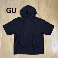 GU ジーユー 半袖 スウェット プルオーバー パーカー ブラック 黒のサムネイル