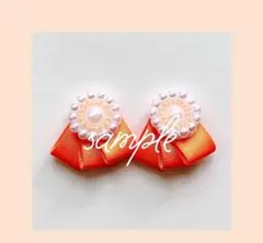 ビーズ刺繍  ≪橙≫ イヤリング / ピアス