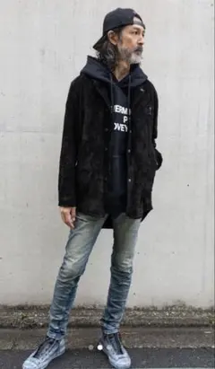 未使用級✨varde77 ダメージレザー ショールカラージャケット 熊ジャン
