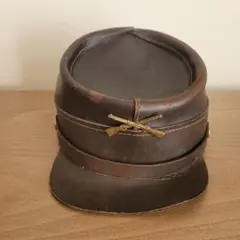 ブラウンレザー軍用帽子