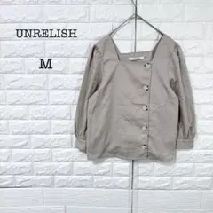 UNRELISH スクエアネック フロントボタン パフスリーブブラウス Mのサムネイル