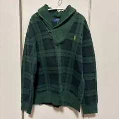 POLO RALPH LAUREN 緑色 チェック柄 子供服 上品 裏起毛 馬
