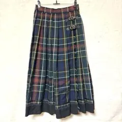 【アクシーズファム】チェック柄 ロング プリーツスカート 緑 青 赤