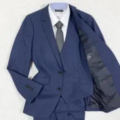 美品✨スーツセレクト スリーピース セットアップスーツ シャドーペンチェック 紺