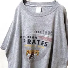 マジェスティックMLBピッツバーグパイレーツロゴ Tシャツグレー灰色XL古着