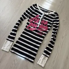 Aeropostale 長袖Tシャツ XS/HP 紺と白のストライプ