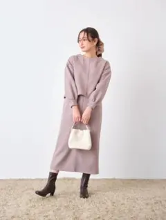 COHINA ウーリージャージーセットアップ　ピンクベージュ　regular