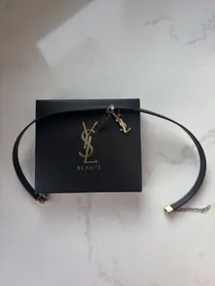 【新品未使用】YSL ブラックレザーブレスレット　チョーカー　ノベルティ